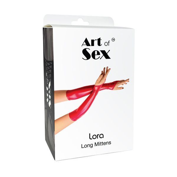 Вінілові міттинки Art of Sex - Lora довгі, размер S, колір чорний SO7348 фото