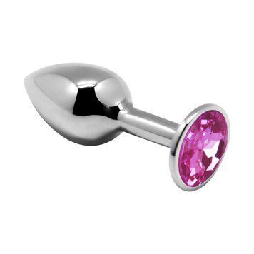 Металева анальна пробка з рожевим кристалом Alive Mini Metal Butt Plug, розмір L SO6008 фото