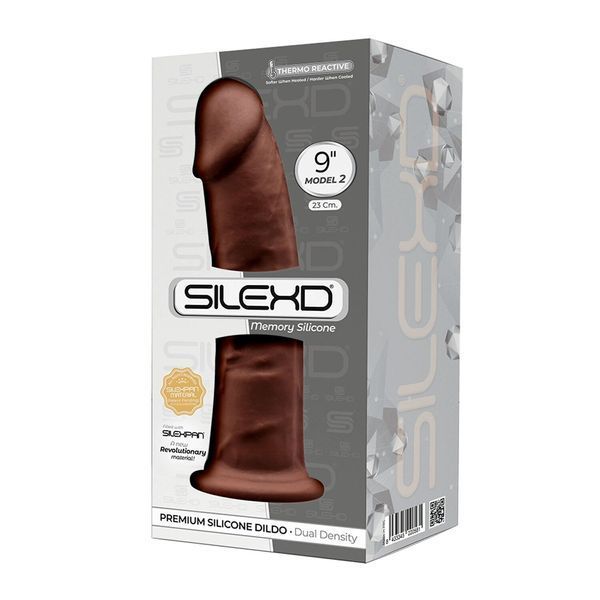 Фалоімітатор SilexD Oscar Brown (MODEL 2 size 9in), двошаровий, силікон + Silexpan, діаметр 5,4см SO9927 фото