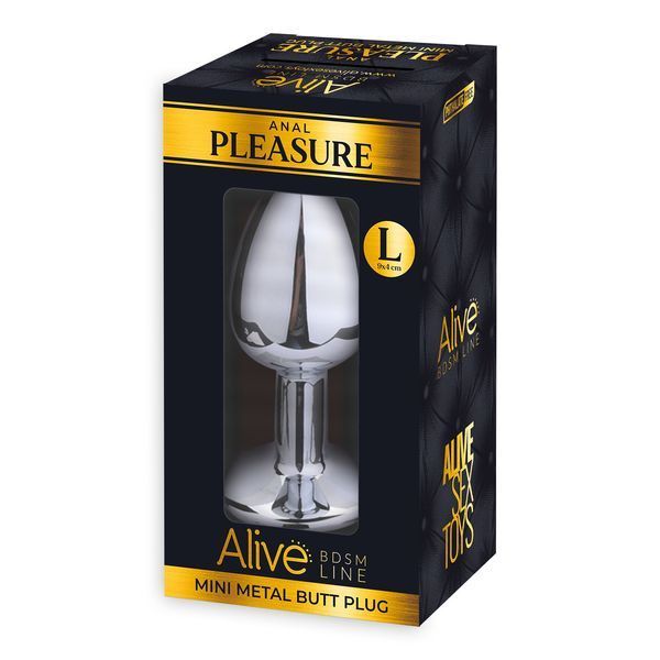 Металева анальна пробка з рожевим кристалом Alive Mini Metal Butt Plug, розмір L SO6008 фото
