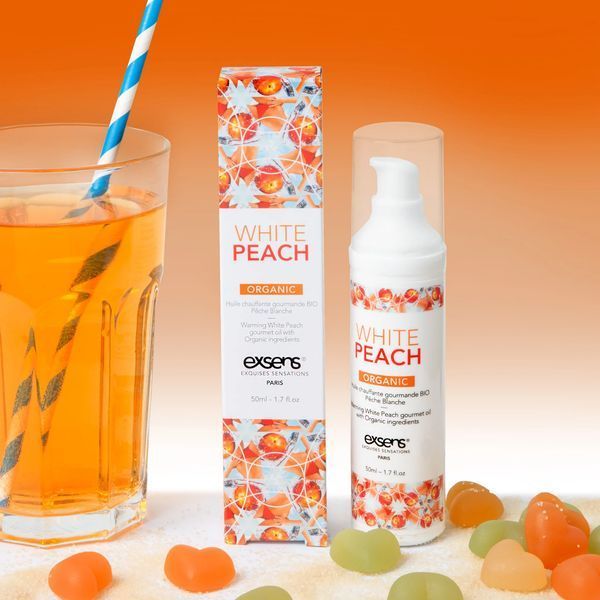 Їстівна масажна олія EXSENS Organic White Peach 50мл розігрівальна, без цукру та парабенів. SO2381 фото