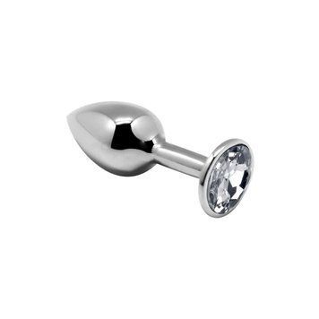 Металева анальна пробка з білим кристалом Alive Mini Metal Butt Plug, розмір S SO6009 фото