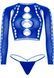 Комплект Leg Avenue Long sleeve crop top & string Royal Blue One Size, топ, стрінги SO9099 фото 3