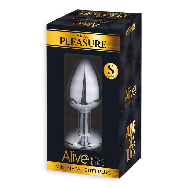 Металева анальна пробка з білим кристалом Alive Mini Metal Butt Plug, розмір S SO6009 фото
