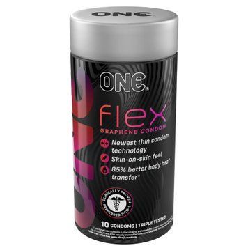 Презервативи ONE Flex Graphene, 10 шт, супертонкі, дуже міцні, подарункове паковання-тубус SX0787 фото