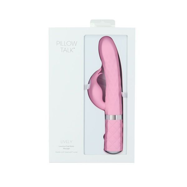 Розкішний кролик з ротацією та вібрацією Pillow Talk Lively Pink, кристал Сваровскі, потрійний відро SO6856 фото