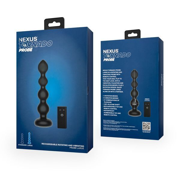 Анальний віброротатор Nexus Tornado Probe Edition Large, діаметр 4,5 см, вібрація + ротація, пульт ДУ SX2415 фото