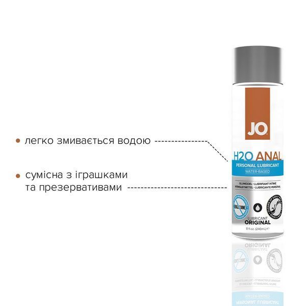 Анальна змазка JO ANAL H2O &mdash; ORIGINAL (240 мл) на водній основі, рослинний гліцерин SO1694 фото