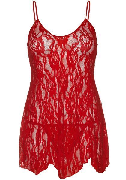 Сорочка бебі-дол Leg Avenue Rose Lace Flair Chemise Red, One Size SO9101 фото