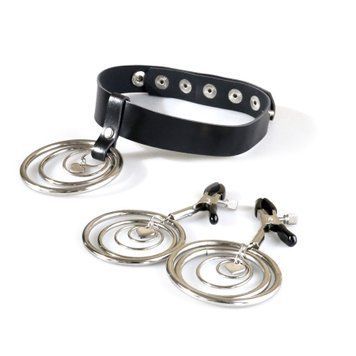 Набір чокер + затискачі Art of Sex - Choker and Nipple clamps Triada, колір чорний SO9997 фото