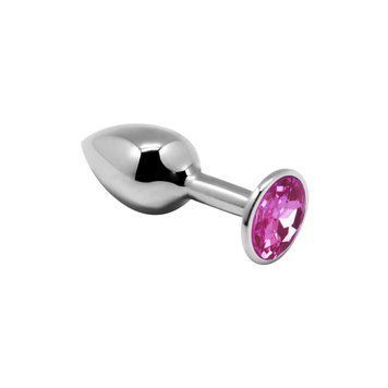 Металева анальна пробка з рожевим кристалом Alive Mini Metal Butt Plug, розмір S SO6012 фото