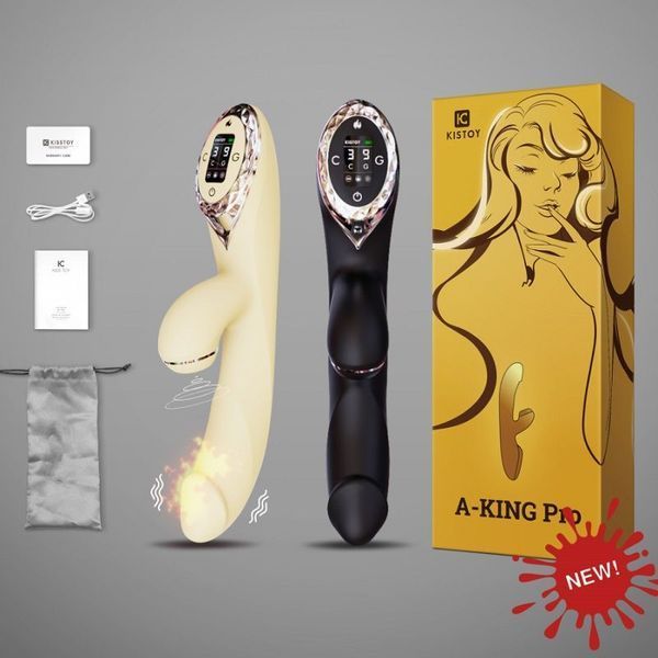 Вакуумний вібратор-кролик з підігрівом KISTOY A-King Pro Black, з LED-екраном SO4080 фото