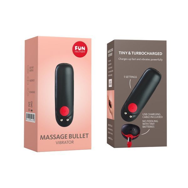 Віброкуля Fun Factory Massage BULLET, чорна, діаметр 2,5 см, 3 швидкості, 3 малюнки вібрації SX0948 фото