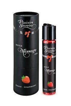 Масажна олія Plaisirs Secrets Strawberry (59 мл) з афродизіаками, їстівна, подарункове паковання SO1842 фото