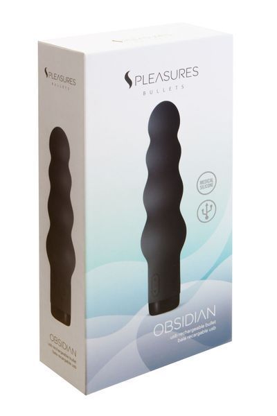 Вібратор S Pleasures Bullets Obsidian, чорний, у вигляді ряду кульок, 10 режимів, діаметр 4 см SX1603 фото