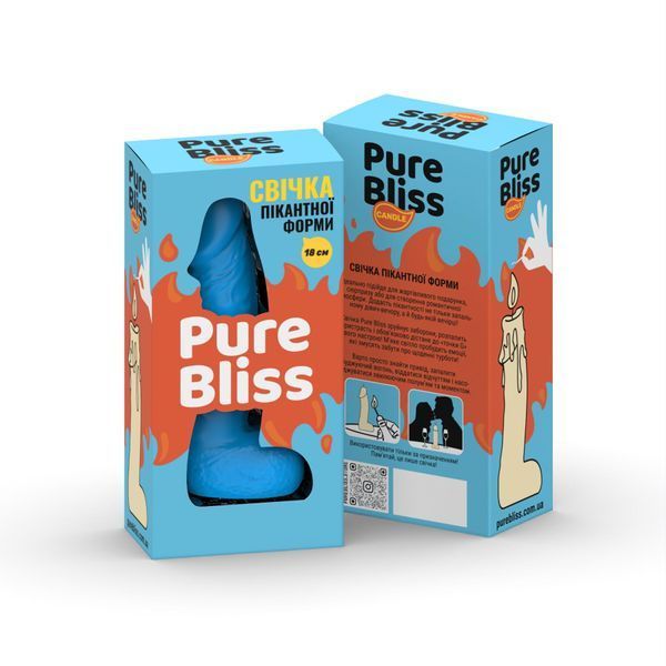 Свічка у вигляді члена Pure Bliss BIG Blue 18 см SX1699 фото