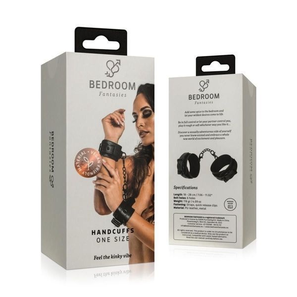 Наручники Bedroom Fantasies: Faux Leather Handcuffs One Size, чорні SO8803 фото