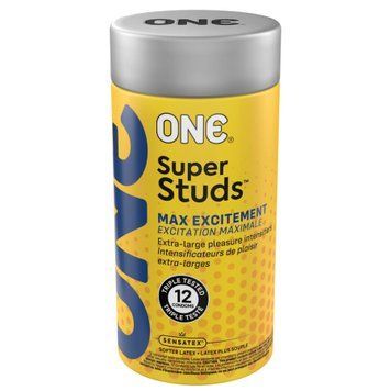 Презервативи ONE Super Studs, 12 шт, з точковим рельєфом, зі змазкою, подарункове паковання-тубус SX0791 фото