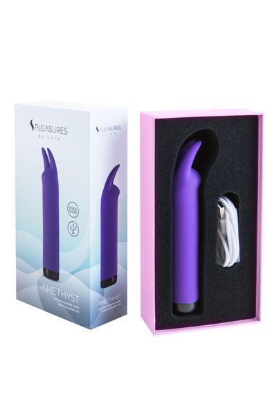 Вібратор S Pleasures Bullets Amethyst, фіолетовий, з двома відростками, 10 режимів, діаметр 2,8 см SX1604 фото