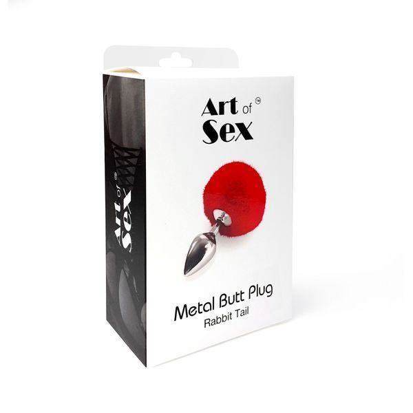 Металева анальна пробка М Art of Sex - Metal Butt plug Rabbit Tail Black, діаметр 3,4 см SO6961 фото