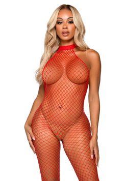 Еротичний сітчастий бодістокінг Leg Avenue Racer neck bodystocking Red SO9158 фото