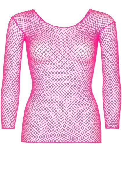 Сітчастий топ Leg Avenue Long Sleeves T-Shirts Neon Pink, One Size SO9105 фото