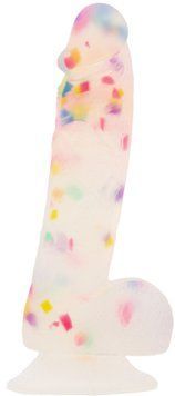 Фалоімітатор з конфетті ADDICTION - PARTY MARTY 7.5&Prime; - FROST & CONFETTI, 19 см, силікон. SO4532 фото