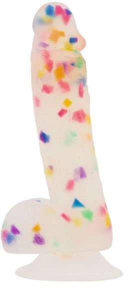 Фалоімітатор з конфетті ADDICTION - PARTY MARTY 7.5&Prime; - FROST & CONFETTI, 19 см, силікон. SO4532 фото
