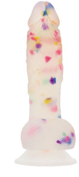 Фалоімітатор з конфетті ADDICTION - PARTY MARTY 7.5&Prime; - FROST & CONFETTI, 19 см, силікон. SO4532 фото