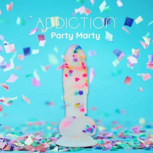 Фалоімітатор з конфетті ADDICTION - PARTY MARTY 7.5&Prime; - FROST & CONFETTI, 19 см, силікон. SO4532 фото