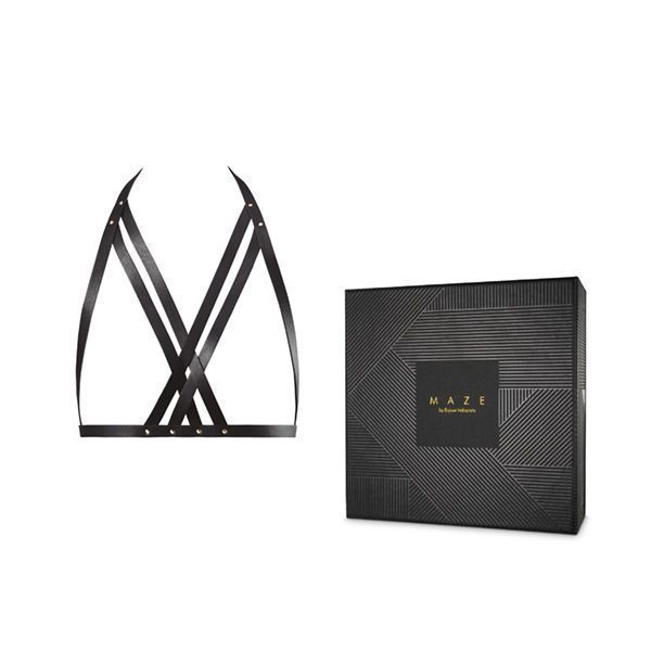 Портупея Bijoux Indiscrets MAZE &mdash; Halter Bra Harness Black SO2683 фото