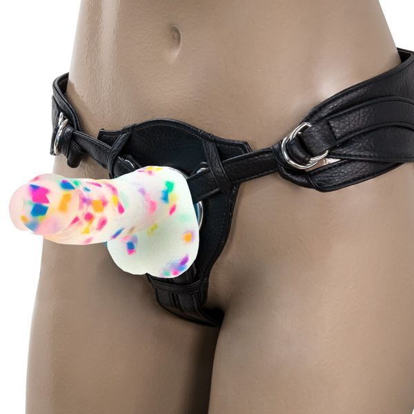 Фалоімітатор з конфетті ADDICTION - PARTY MARTY 7.5&Prime; - FROST & CONFETTI, 19 см, силікон. SO4532 фото