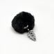Металева анальна пробка Кролячий хвостик чорна, Alive Fluffy Twist Plug розмір S, діаметр 2,9 см SO6307 фото 2