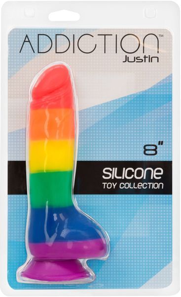 Фалоімітатор райдужний ADDICTION - JUSTIN - RAINBOW, 20,3 см, силікон. SO4533 фото