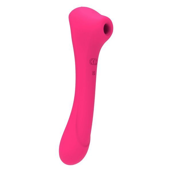 Вібратор та вакуумний кліторальний стимулятор 2-в-1 Alive Quiver Magenta Pink  SO6017 фото