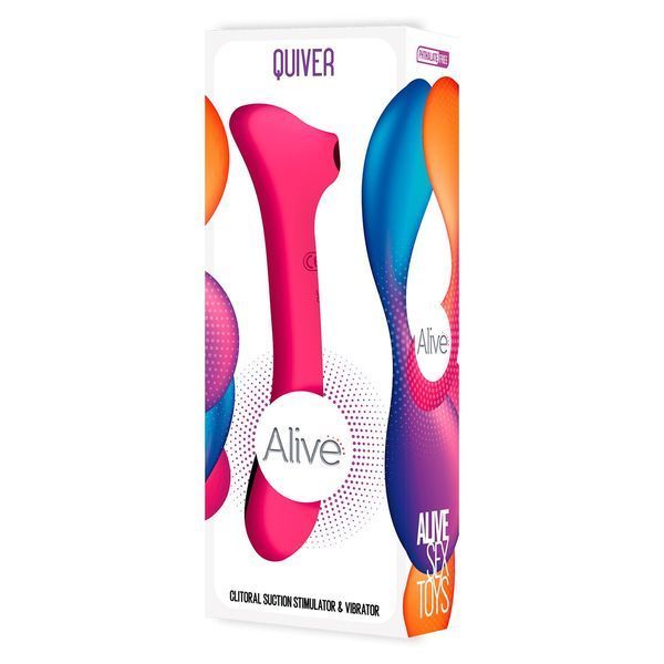 Вібратор та вакуумний кліторальний стимулятор 2-в-1 Alive Quiver Magenta Pink  SO6017 фото