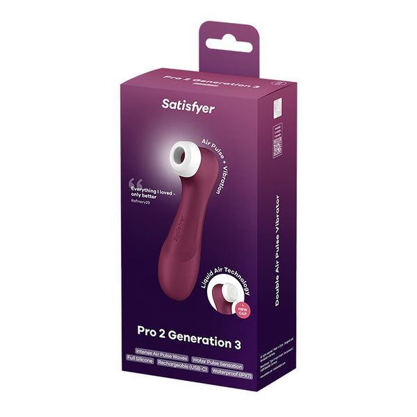 Вакуумний кліторальний стимулятор Satisfyer Pro 2 Generation 3 with Liquid Air Wine Red SO7772 фото