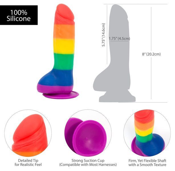 Фалоімітатор райдужний ADDICTION - JUSTIN - RAINBOW, 20,3 см, силікон. SO4533 фото