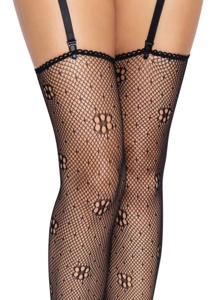 Панчохи Leg Avenue Daisy Dot Fishnet Stockings One Size Black SX2746 фото