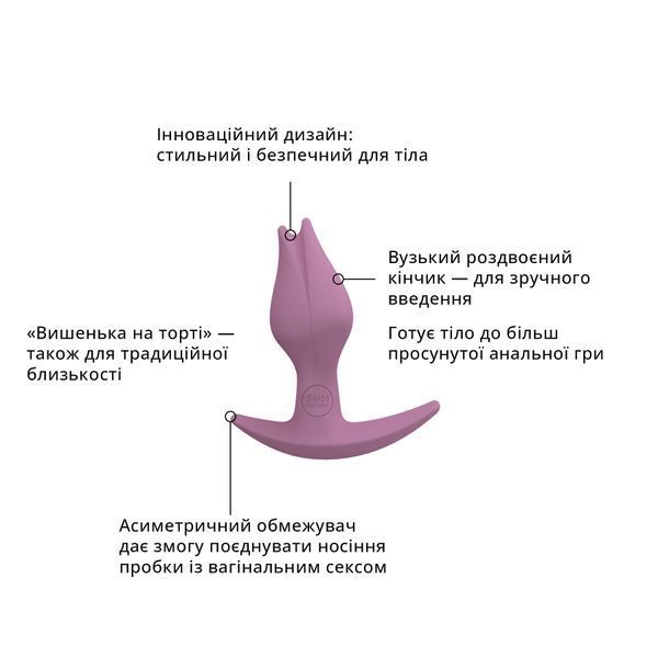 Анальна пробка Fun Factory BOOTIE FEM, рожева, у вигляді бутона, діаметр 2,9 см, тонкий обмежувач SX1000 фото