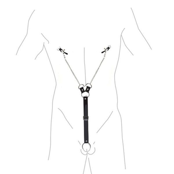 Затискачі для сосків з фіксацією на пенісі Art of Sex &ndash; Nipple Clamps for Men, екошкіра SO5146 фото