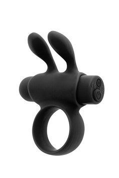 Ерекційне віброкільце S Pleasures Premium Rabbit Ring, чорне, зі знімною віброкулею та вушками SX1608 фото