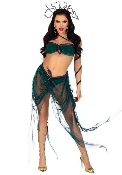Еротичний костюм Медузи Горгони Leg Avenue Medusa Costume XS, топ, спідниця, нарукавники, прикраси SO9211 фото