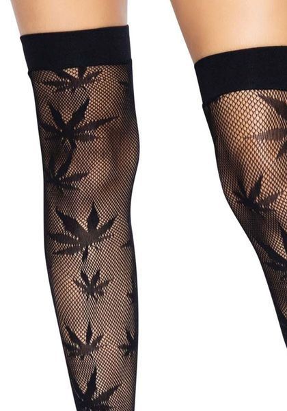 Панчохи з малюнком Leg Avenue 420 Net thigh highs Black SO9159 фото