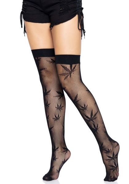 Панчохи з малюнком Leg Avenue 420 Net thigh highs Black SO9159 фото