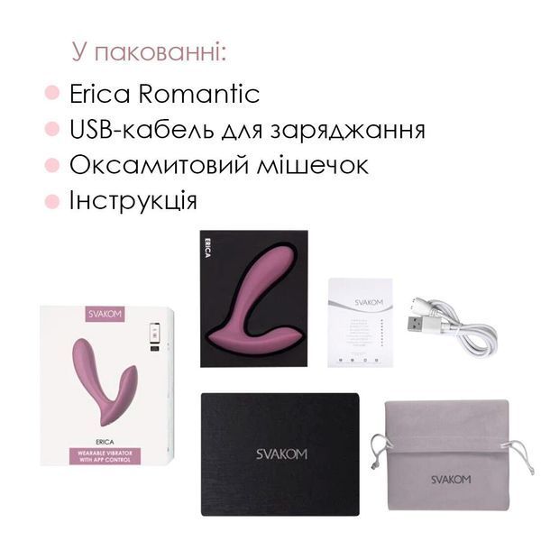 Смарт-вібратор у трусики Svakom Erica Romantic Rose, дуже гнучкий, 2 мотори SO8219 фото
