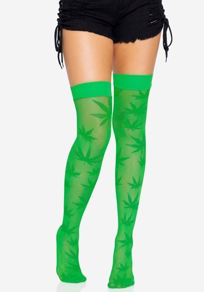 Панчохи з малюнком Leg Avenue 420 Net thigh highs Green SO9160 фото