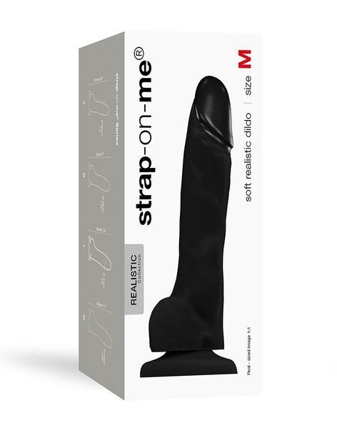 Реалістичний фалоімітатор Strap-On-Me SOFT REALISTIC DILDO Black - Size M SO4520 фото