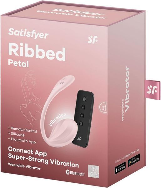 Смарт-віброяйце Satisfyer Ribbed Petal Connect App Rose, керування зі смартфона, пульт ДК SX1222 фото