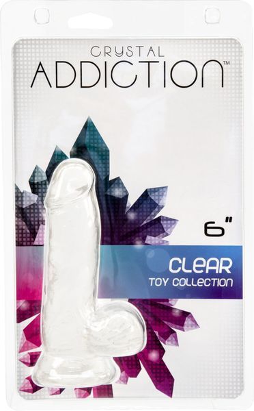 Прозорий фалоімітатор на присосці ADDICTION &mdash; Clear Dildo with Balls 6&Prime;. SO5580 фото